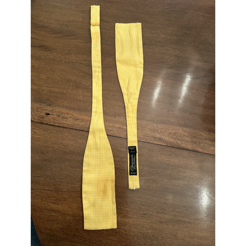 Vintage Charvet 100% Silk Bow Tie In Yellow